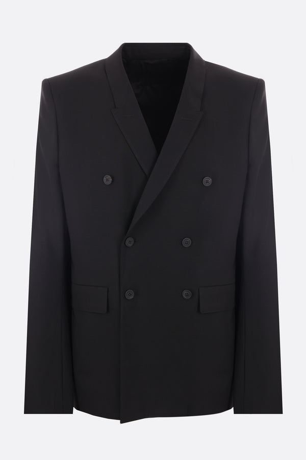 double-breasted stretch wool jacket