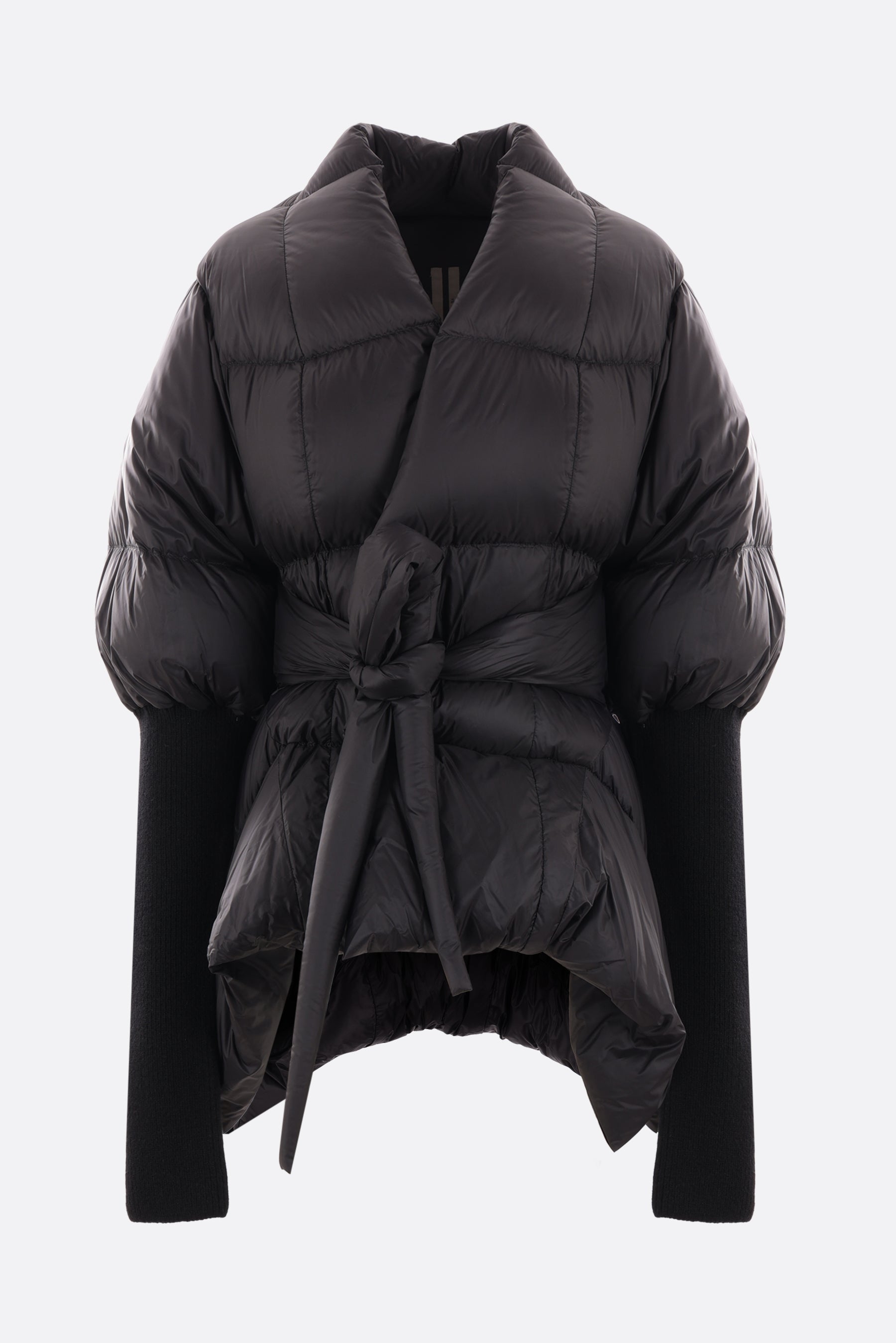 Batwing nylon asymmetric down jacket