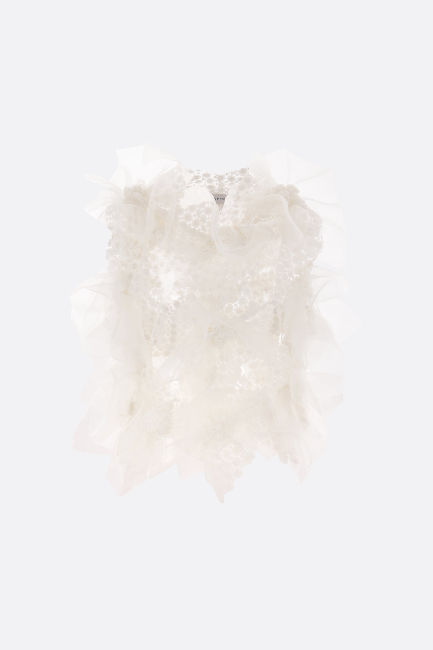 Floating Little Fleurs lace and organza sleeveless top