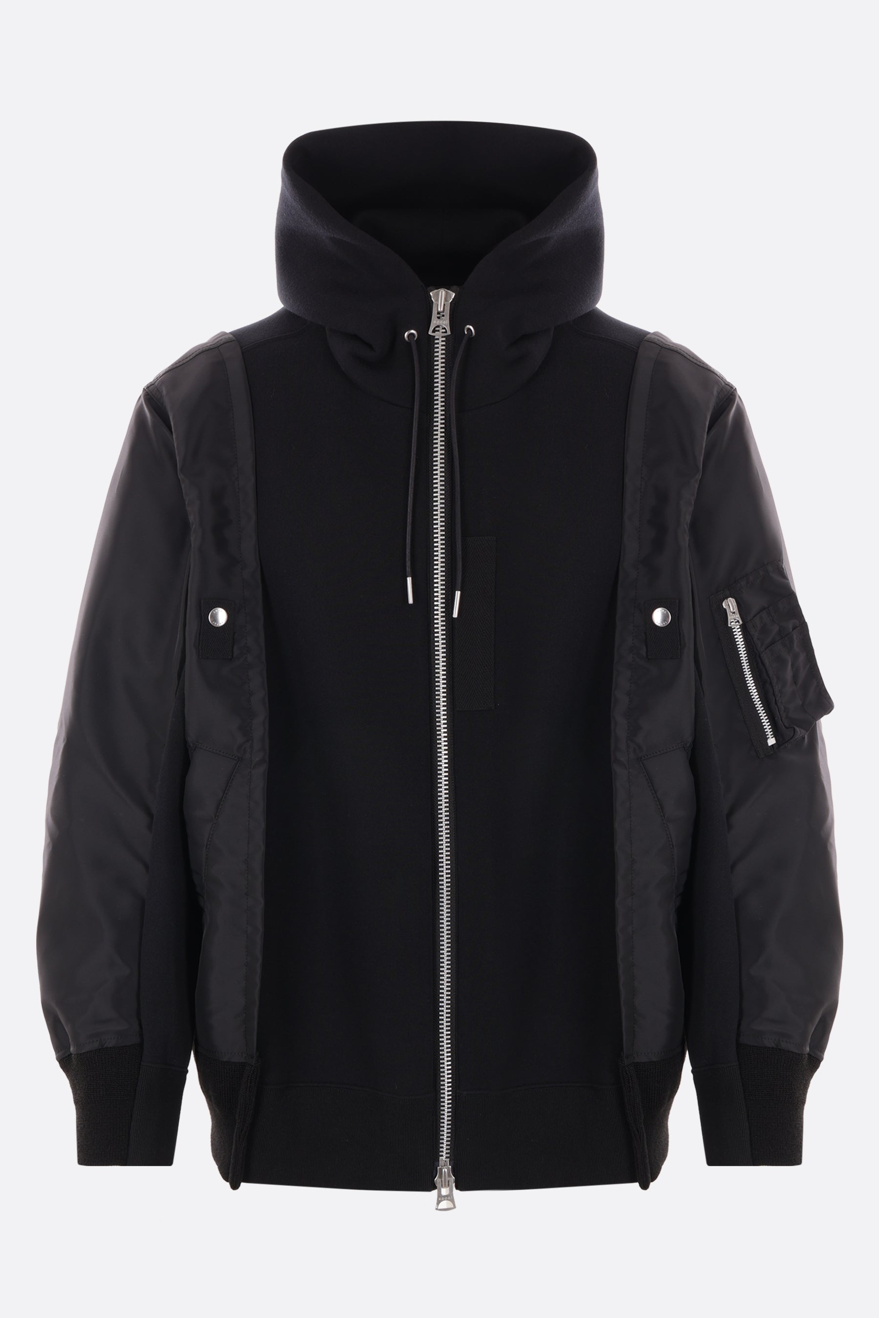 jersey and nylon full-zip hoodie