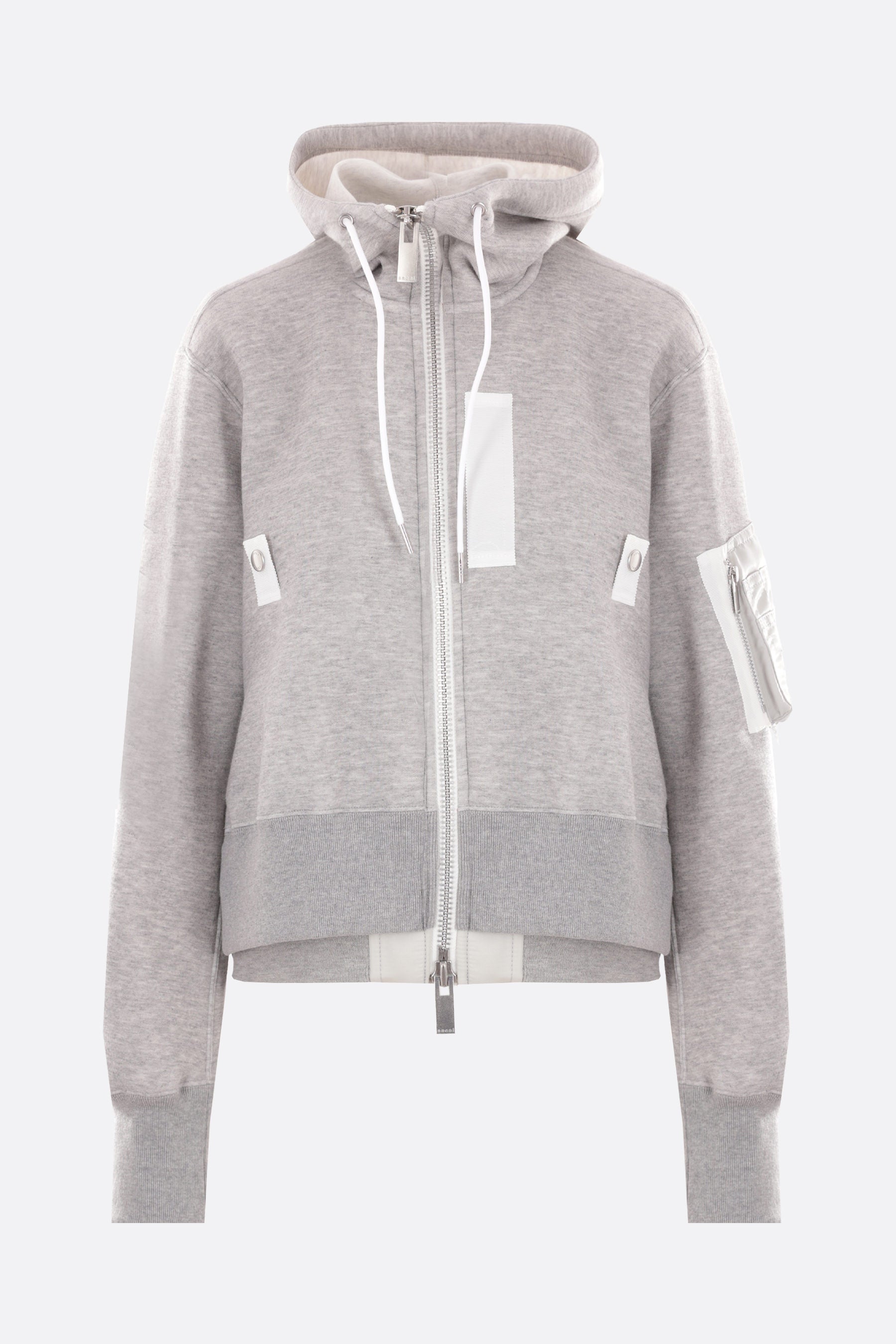 jersey and nylon full-zip hoodie