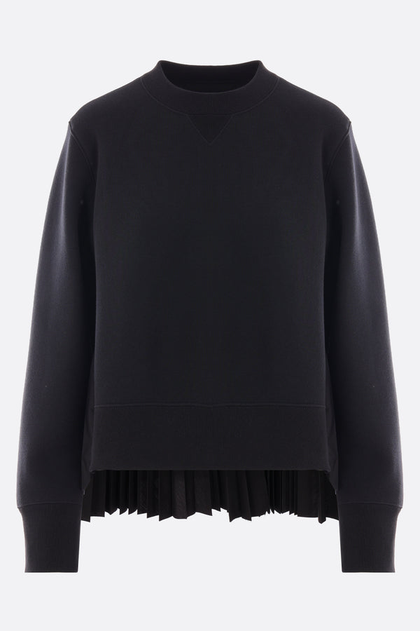 jersey sweatshirt with pleated poplin panel