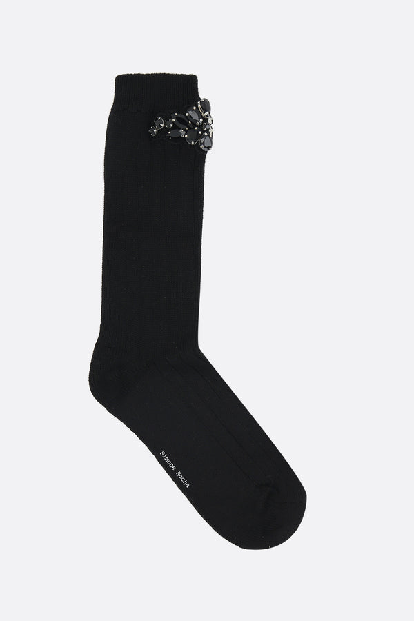 Flower Crystal Emblem cotton blend socks