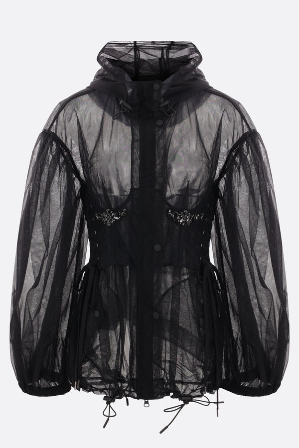 see-through tulle corset parka