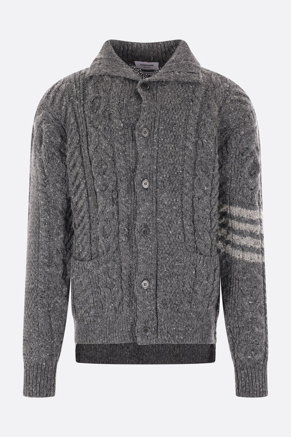 wool knit cardigan with 4-bar detail