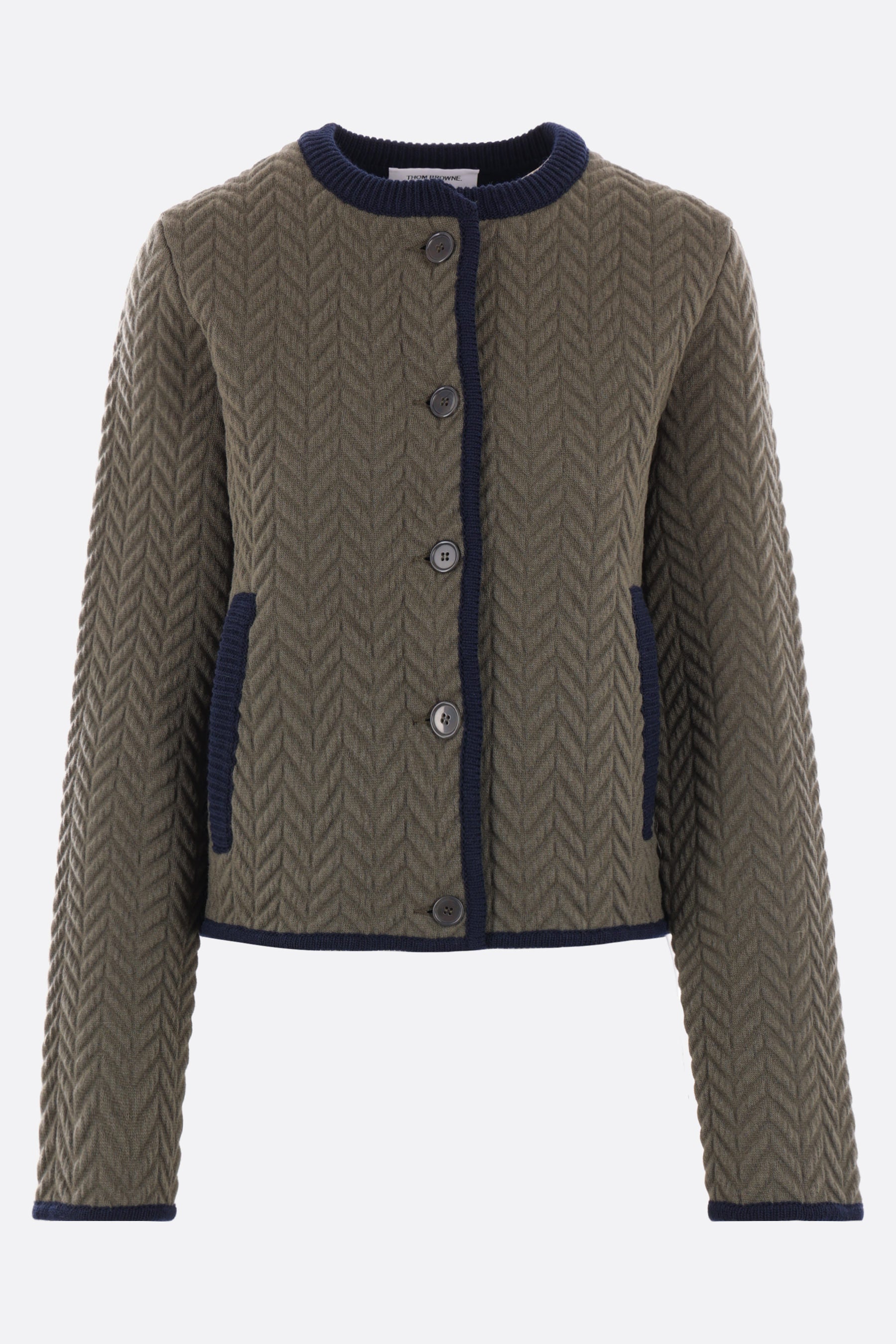 herringbone quilted jacquard cropped jacket