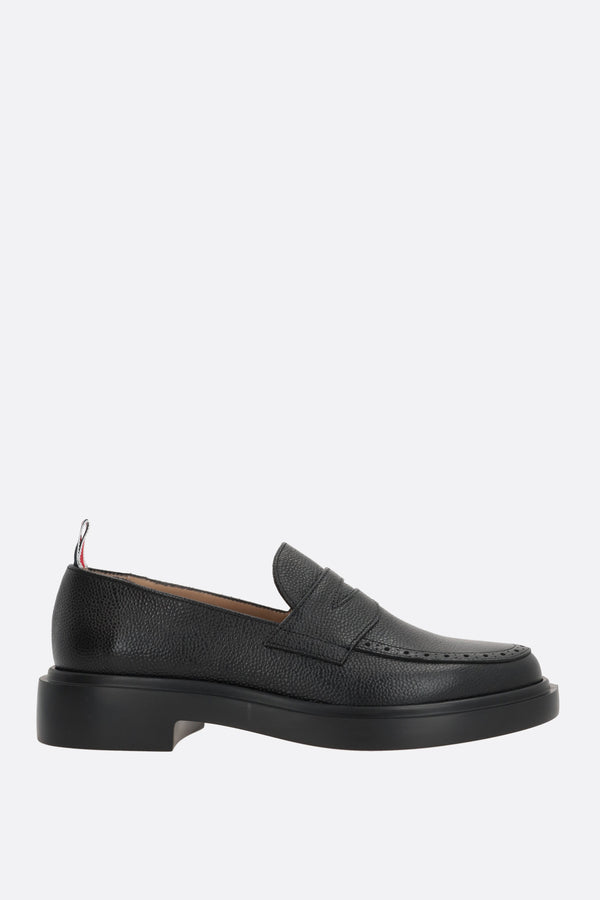 pebble grain leather penny loafers