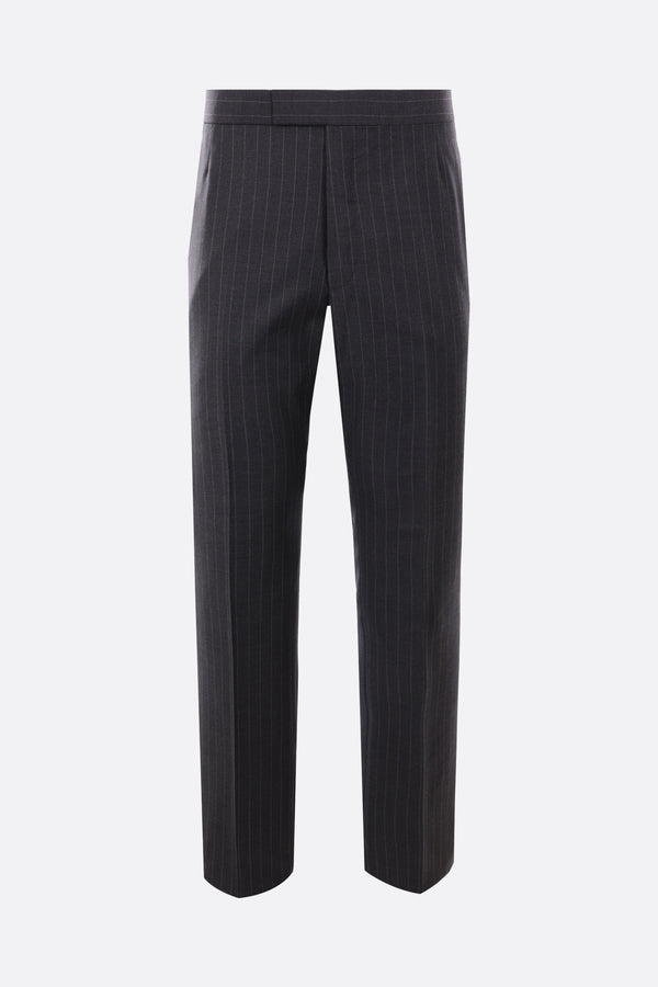 straight-leg pinstriped wool trousers