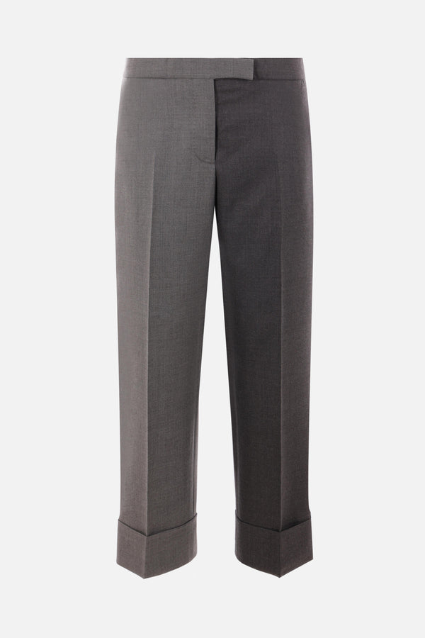 bicolor wool cropped trousers