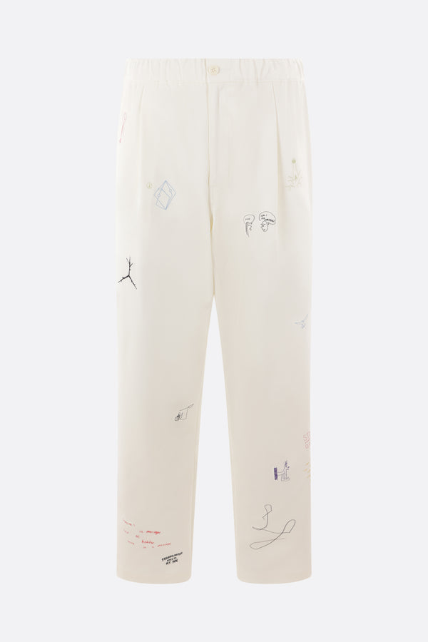 straight-leg gabardine pants