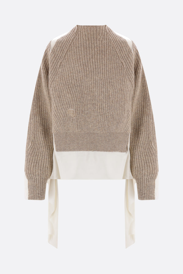 wool and satin destructured sweater