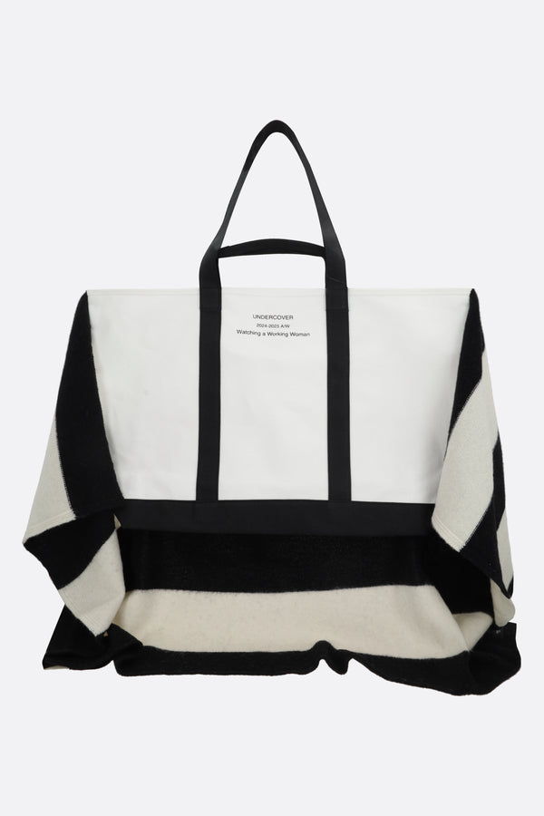 canvas tote bag with knit insert