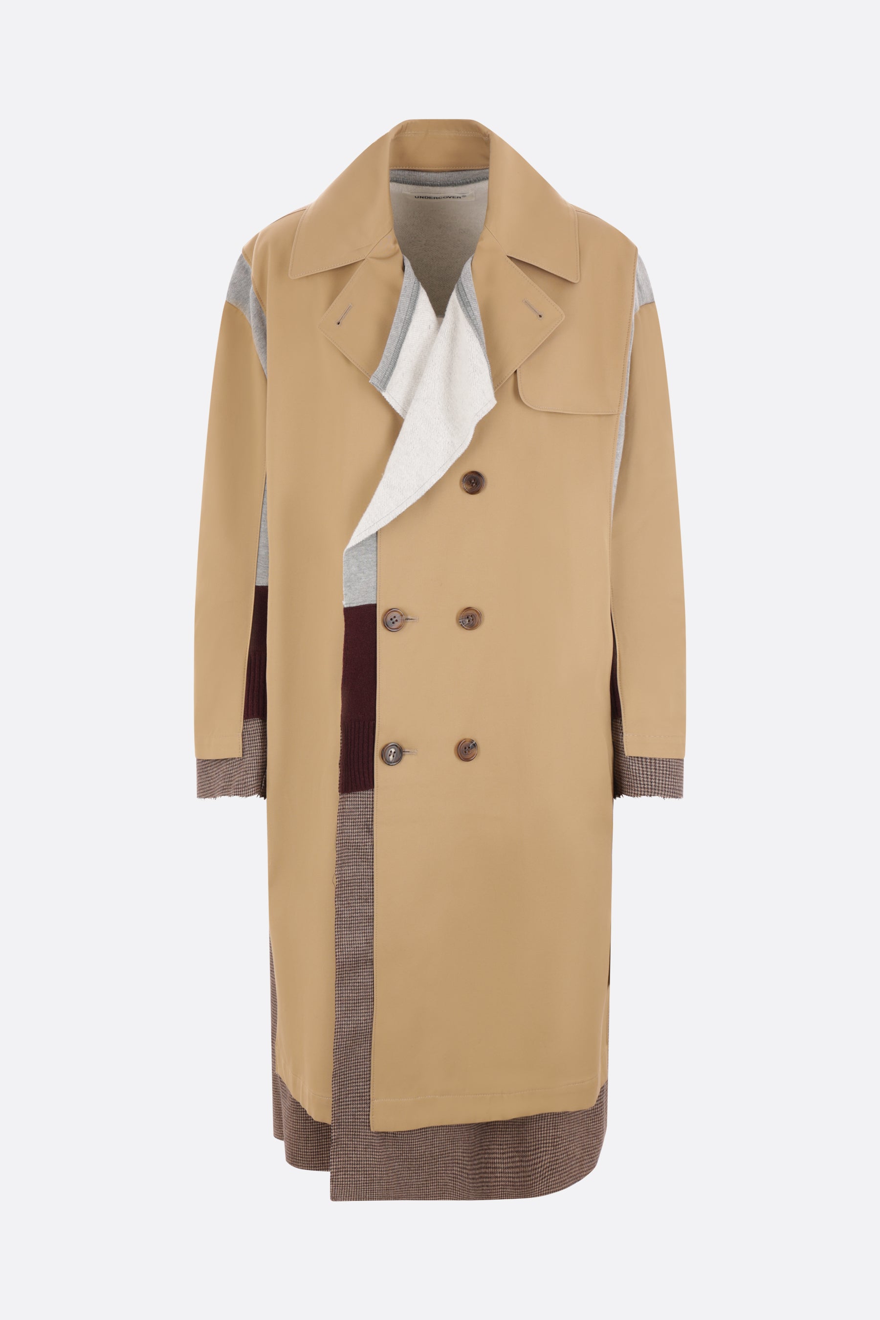 destructured trench coat in a mix of fabrics