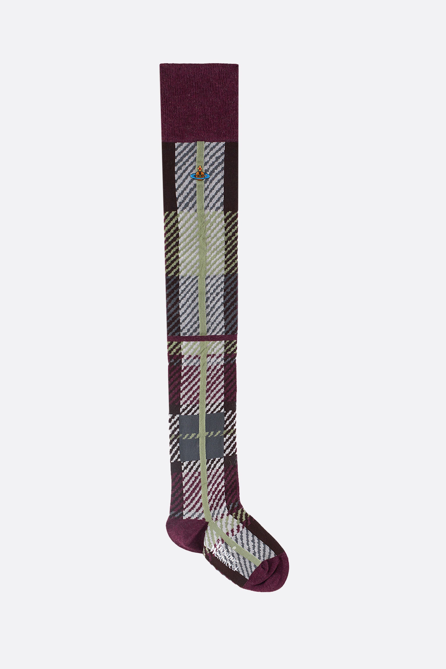 Multi Tartan cashmere blend over-the-knee socks