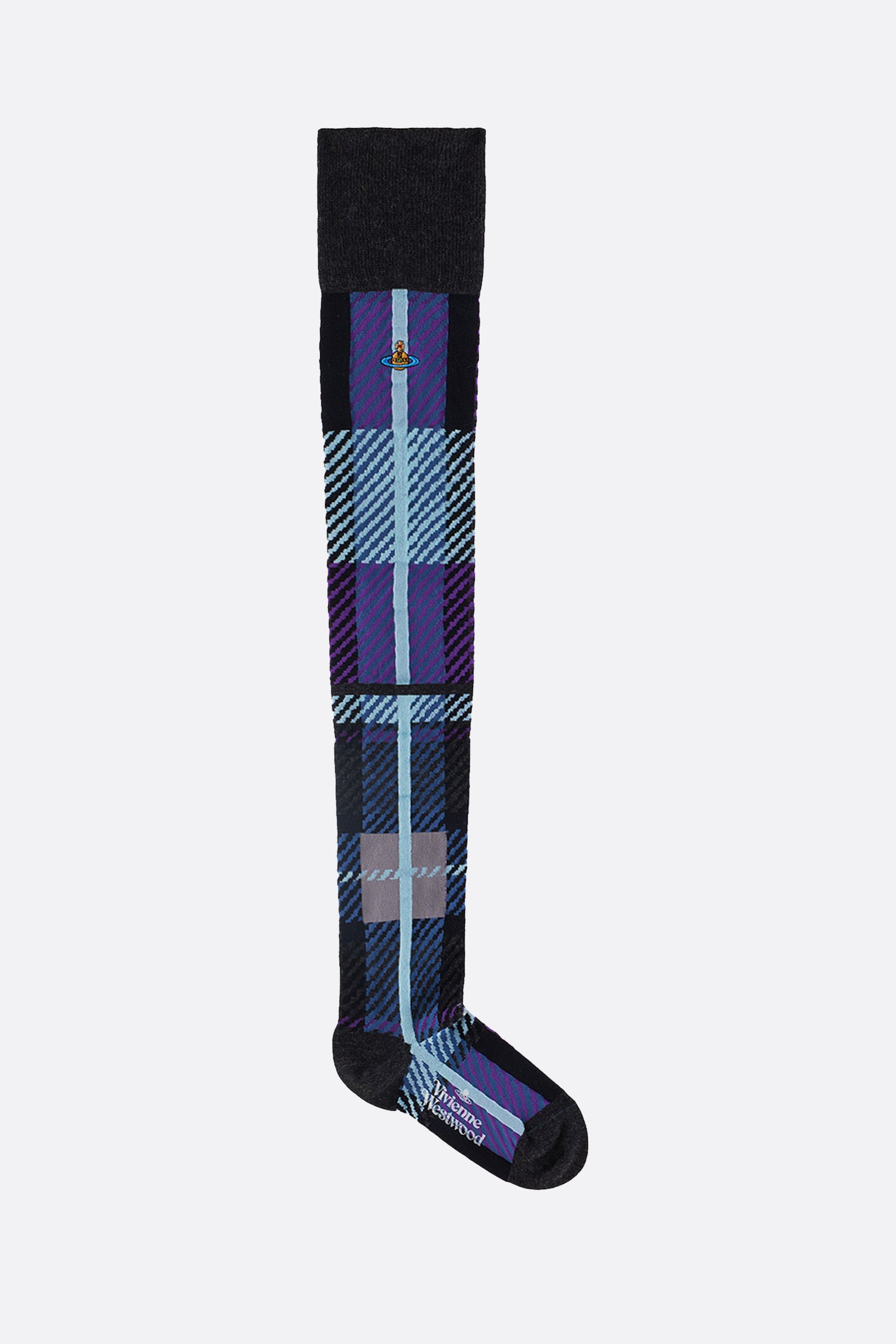 Multi Tartan cashmere blend over-the-knee socks