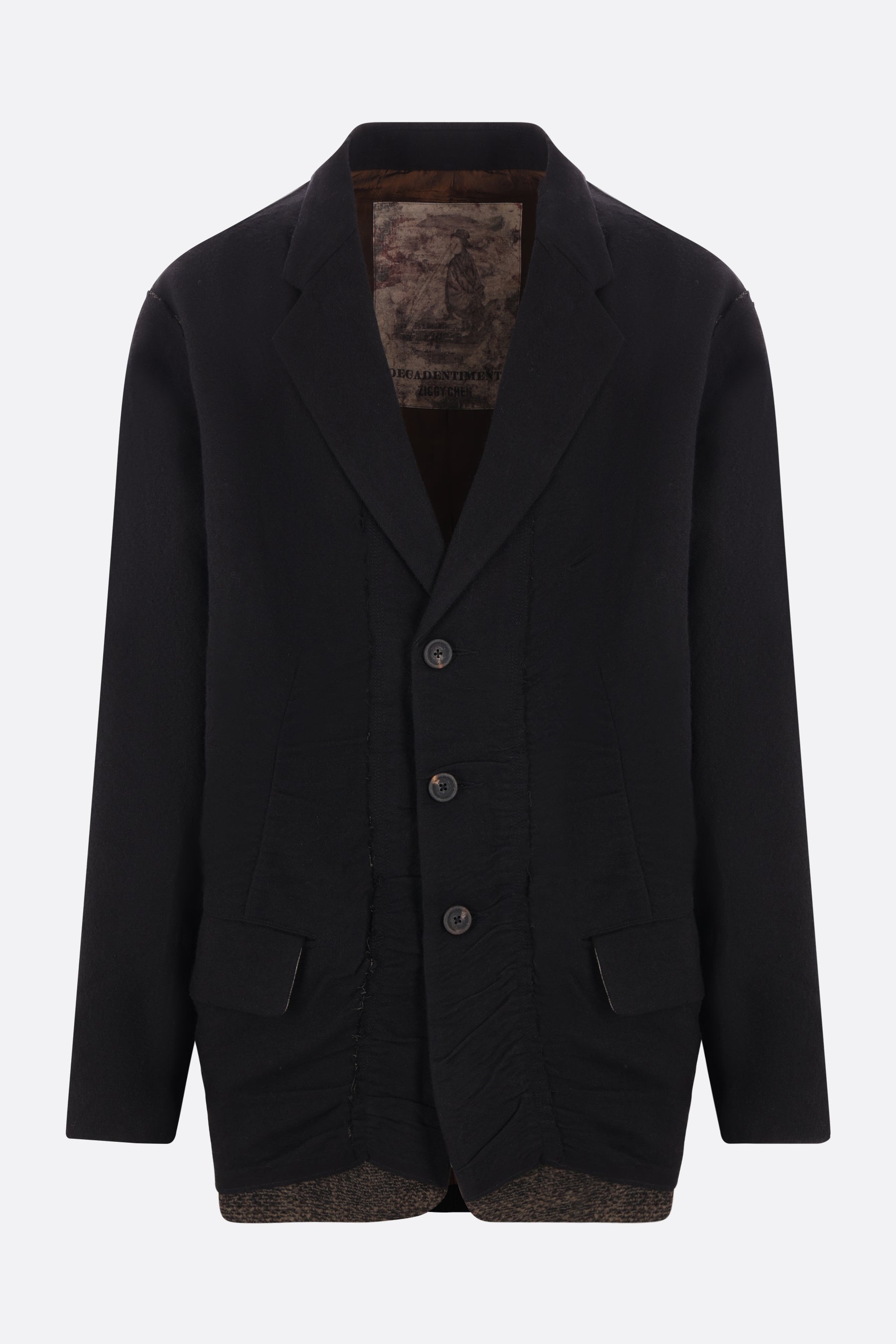 single-breasted wool and linen jacket