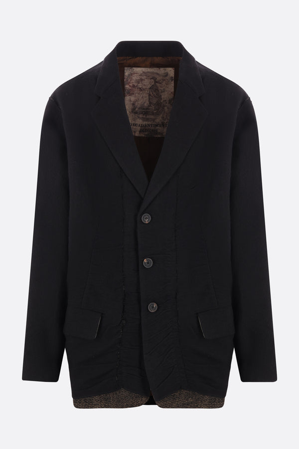 single-breasted wool and linen jacket