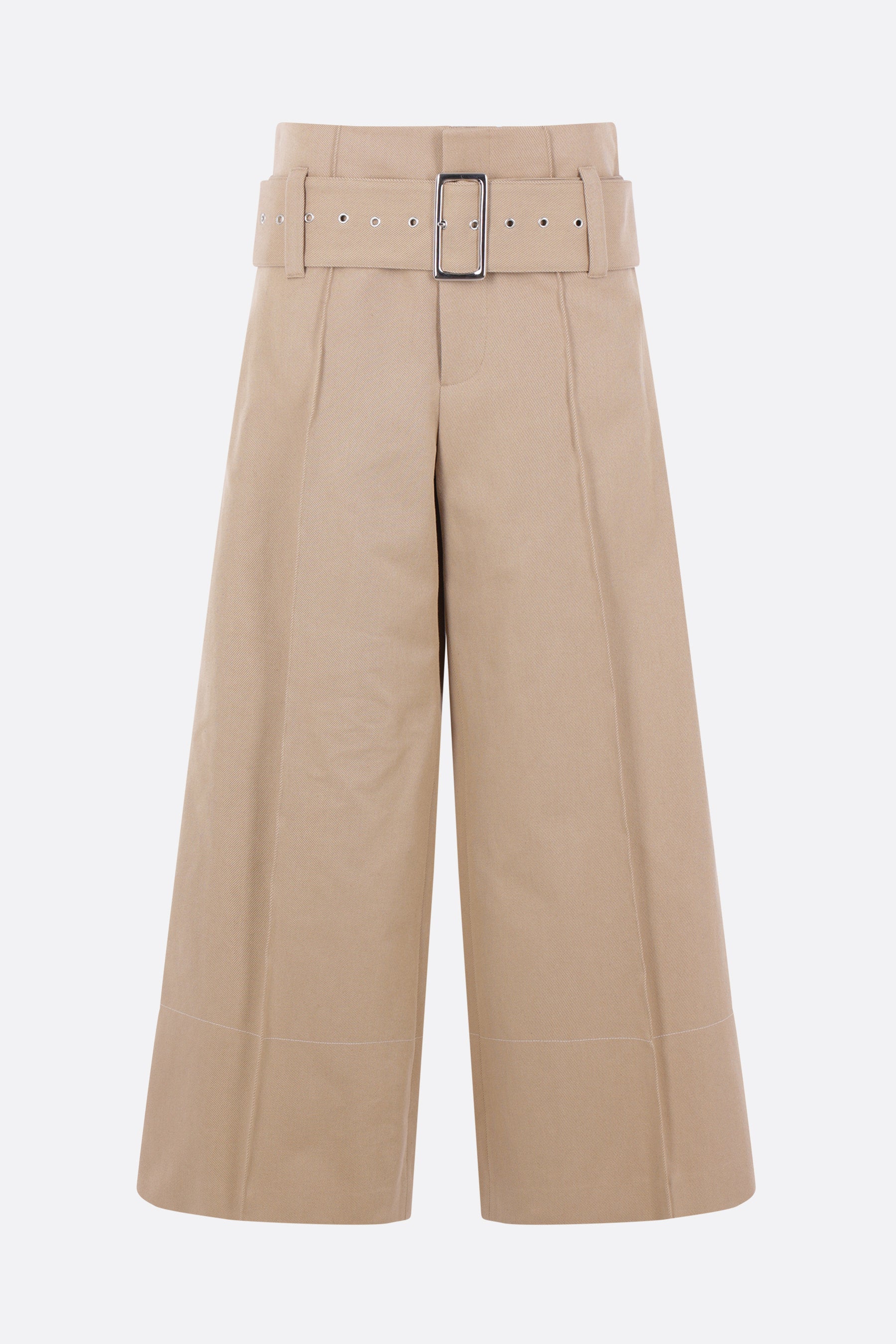 wide-leg trousers in drill with belt