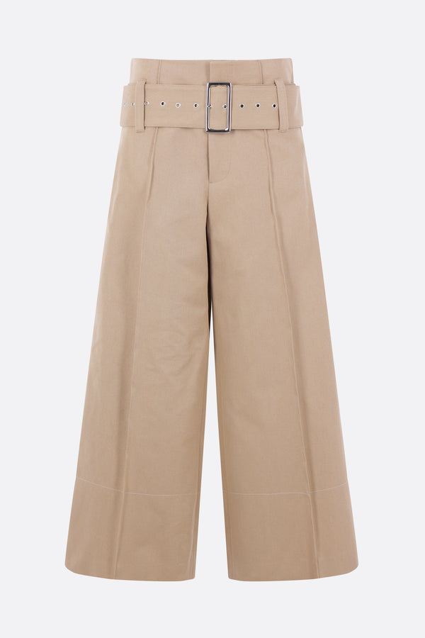 wide-leg trousers in drill with belt