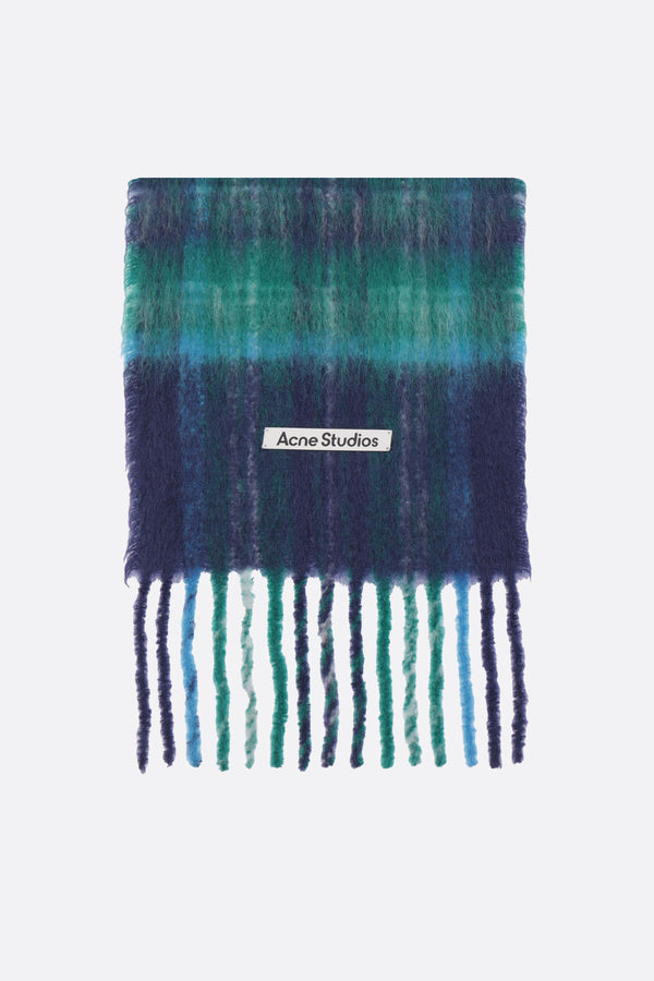 check mohair blend scarf