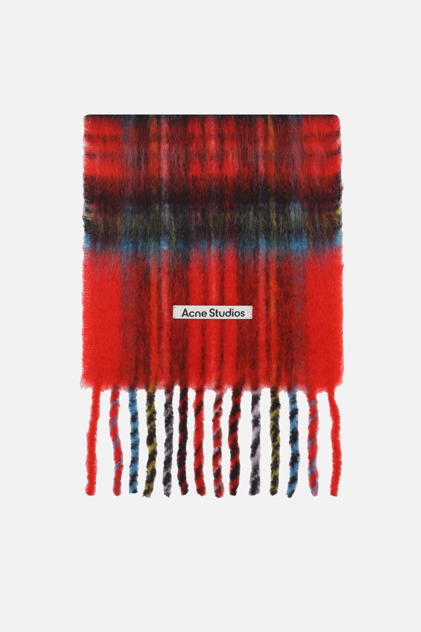 check mohair blend scarf