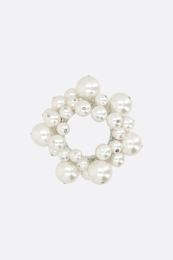 elastic brass bracelet with resin pearls