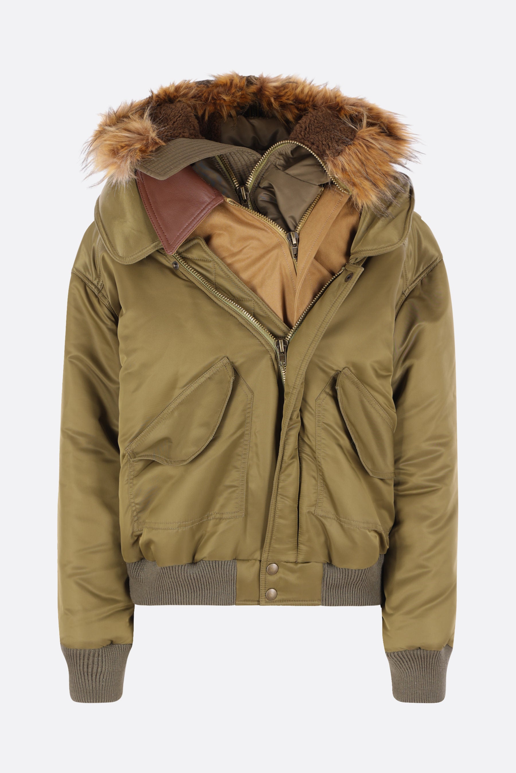 Triple bomber jacket in nylon and gabardine