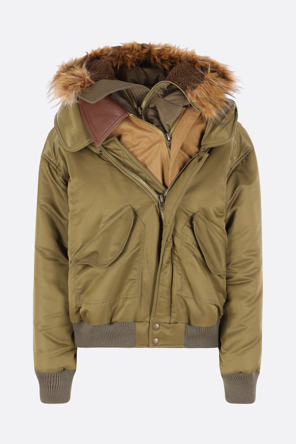 Triple bomber jacket in nylon and gabardine