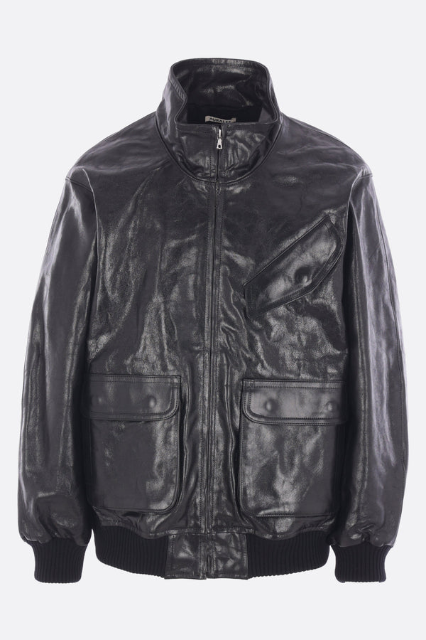 bomber in pelle lucida