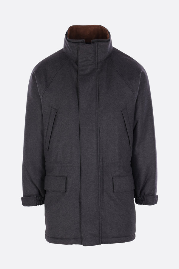 oversized padded jacket in flannel wool