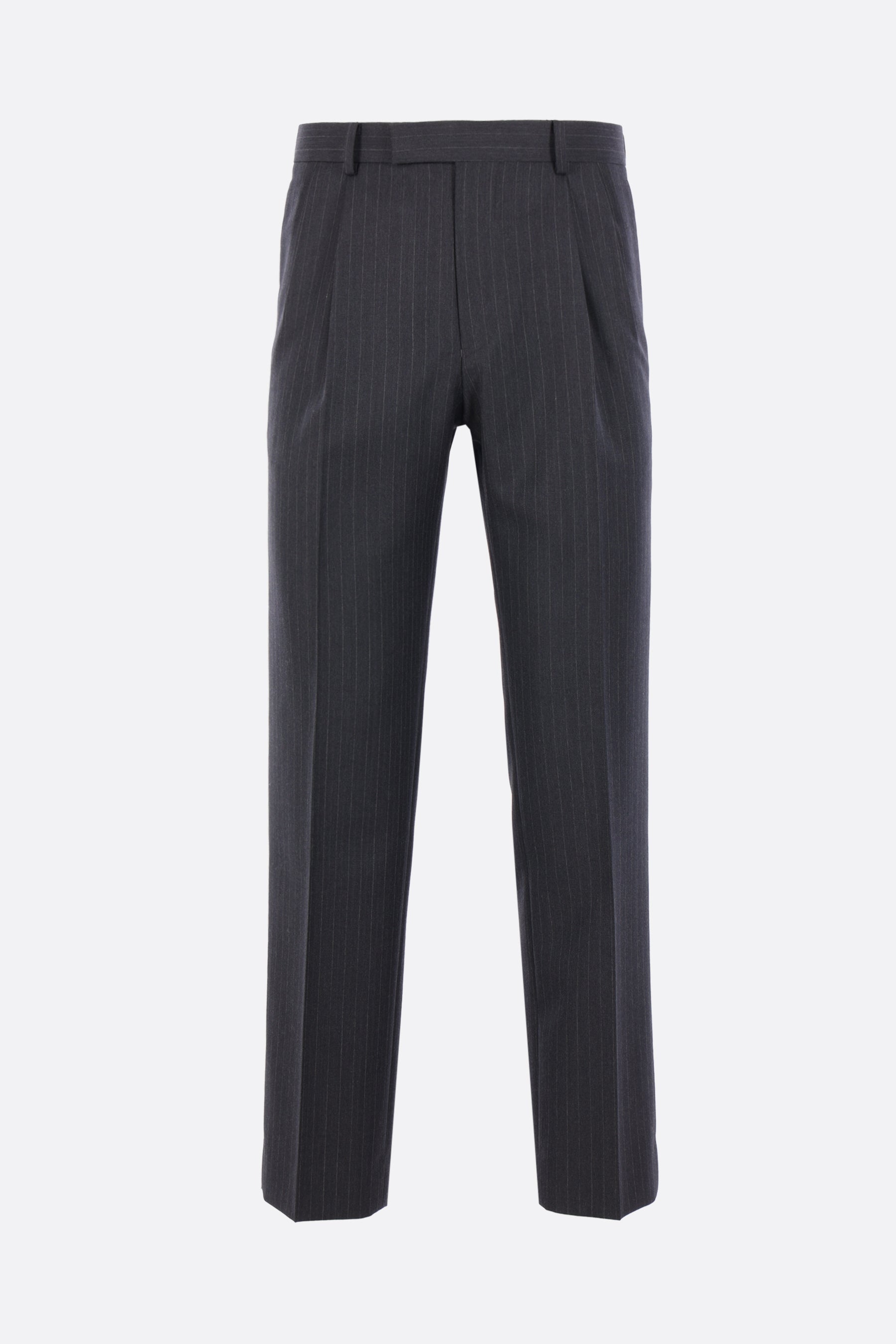 pinstriped wool darted trousers