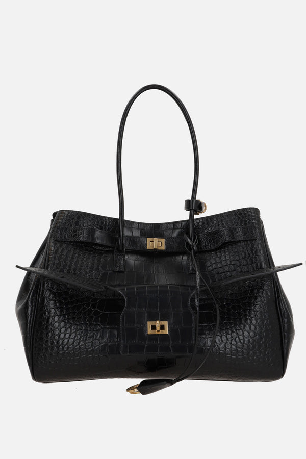 Carry All Bel Air medium handbag in croc-embossed leather