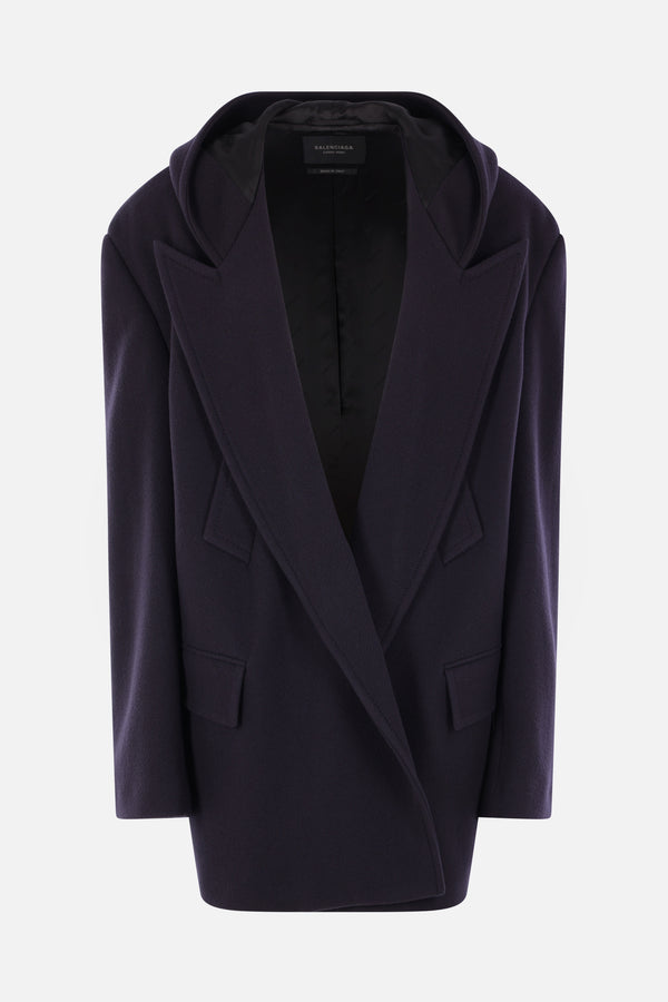 oversized hooded coat in wool