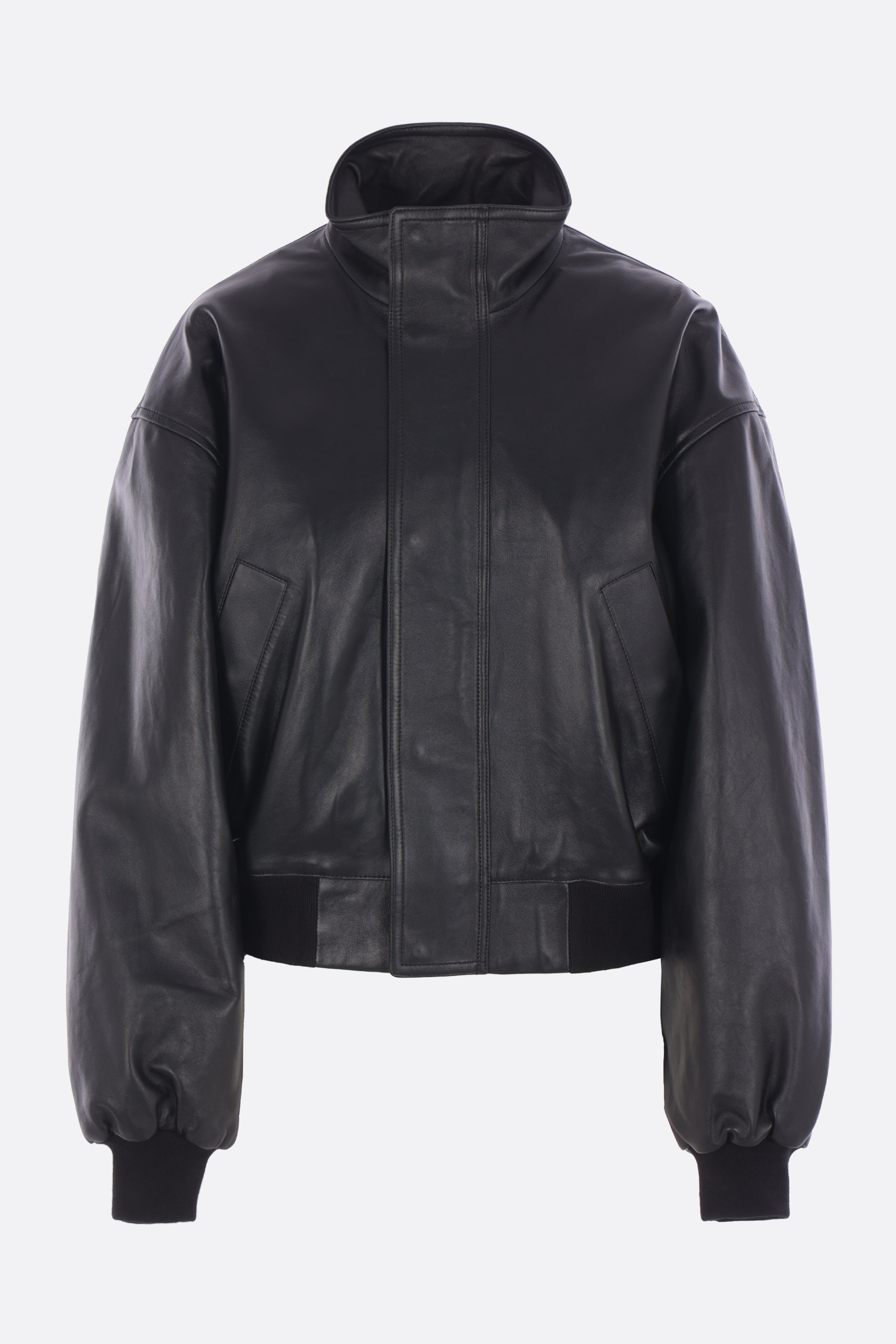 oversized bomber jacket in leather