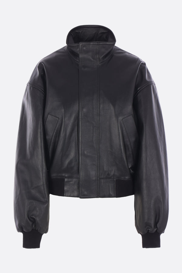 oversized bomber jacket in leather