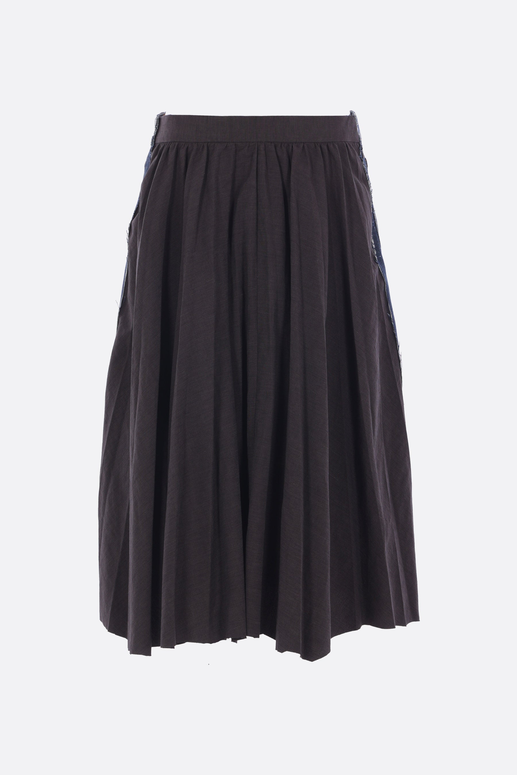 Hybrid midi skirt in twill and denim