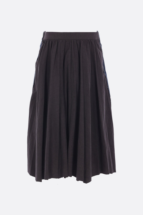 Hybrid midi skirt in twill and denim