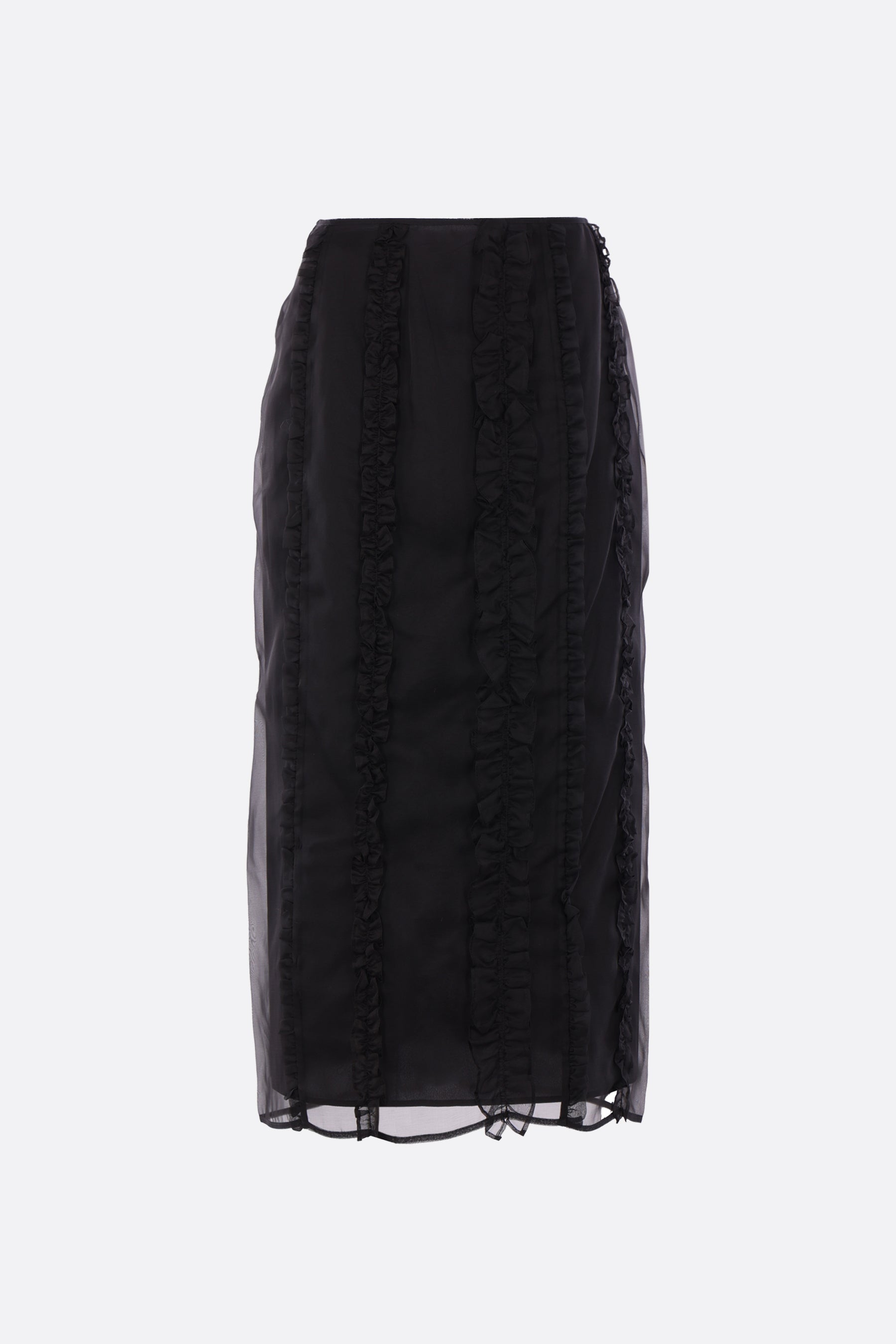Ocean ruched organza midi skirt