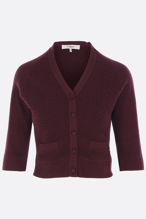 cropped cardigan in wool knit