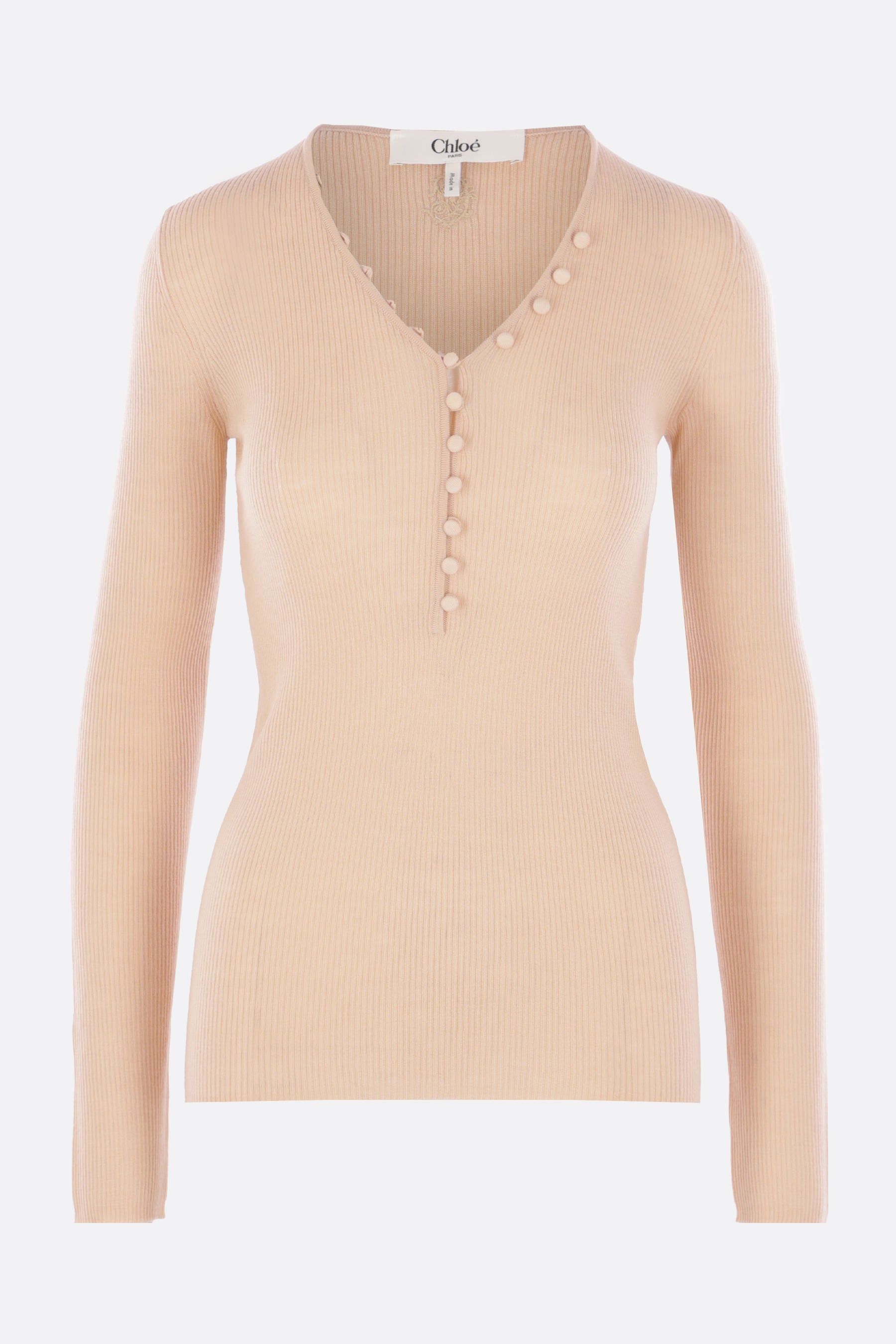 fitted pullover in lightweight wool