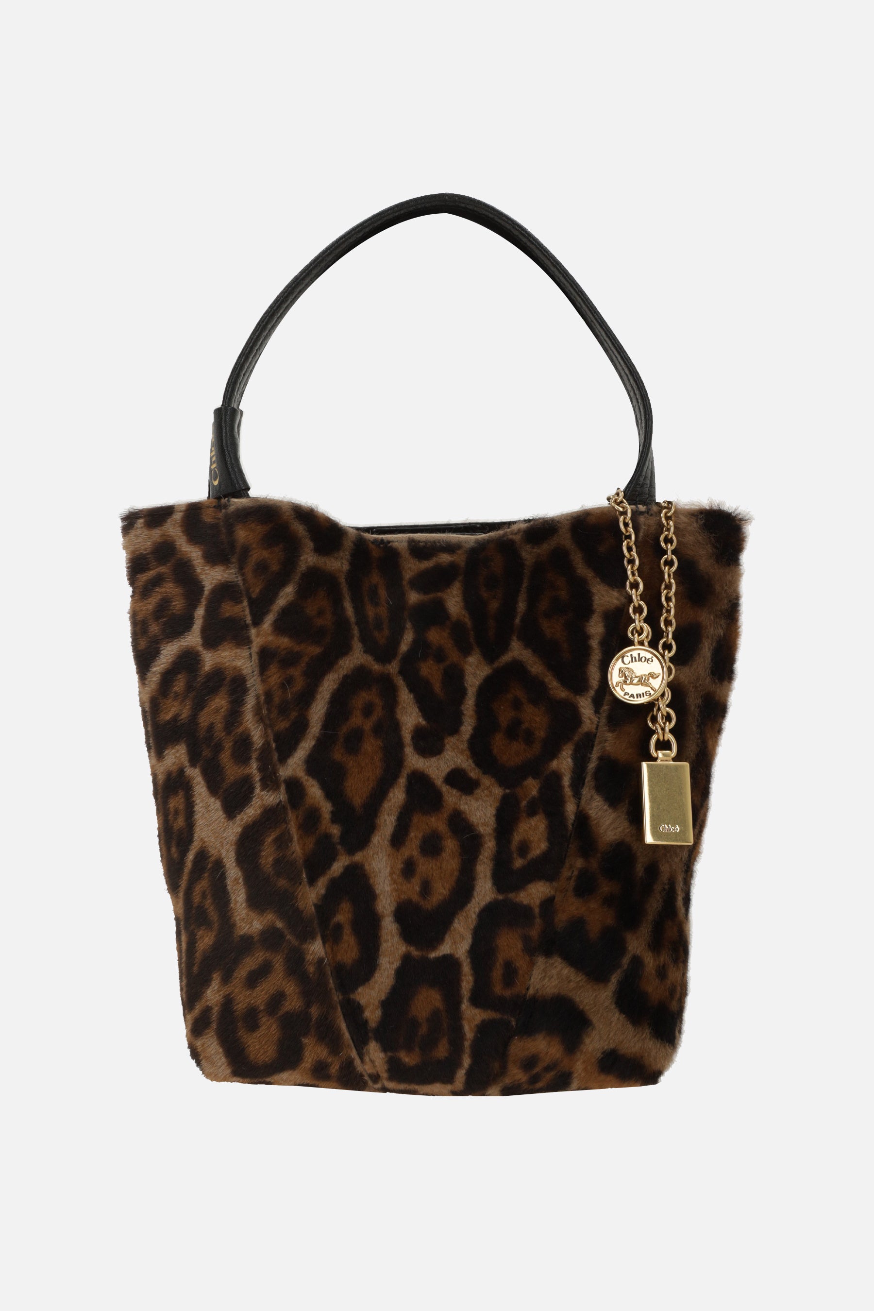 Chloé Spin small tote bag in printed shearling