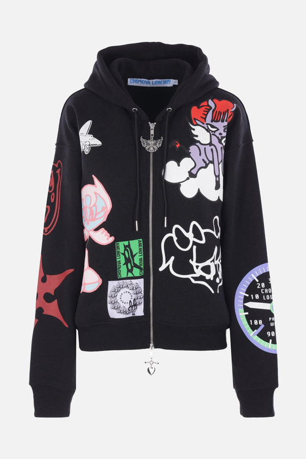 Flying full-zip hoodie in jersey