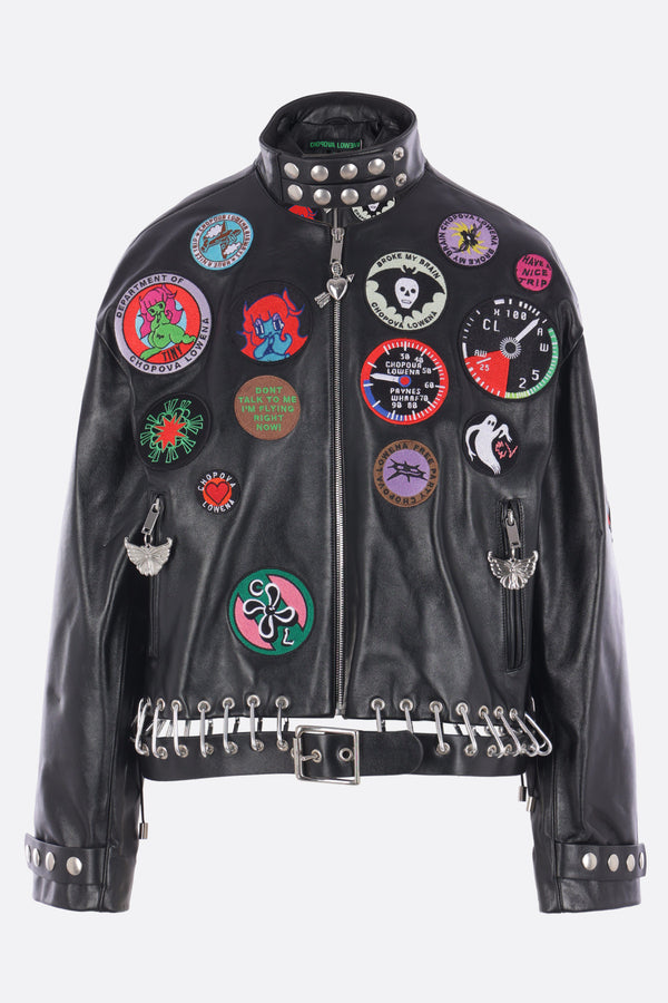leather jacket with patches