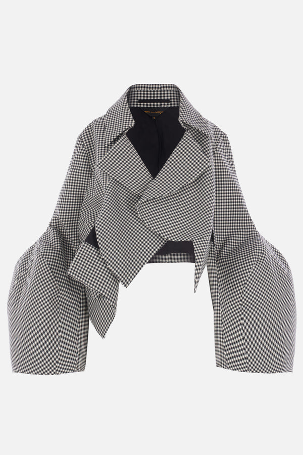 cropped jacket in Vichy-patterned wool
