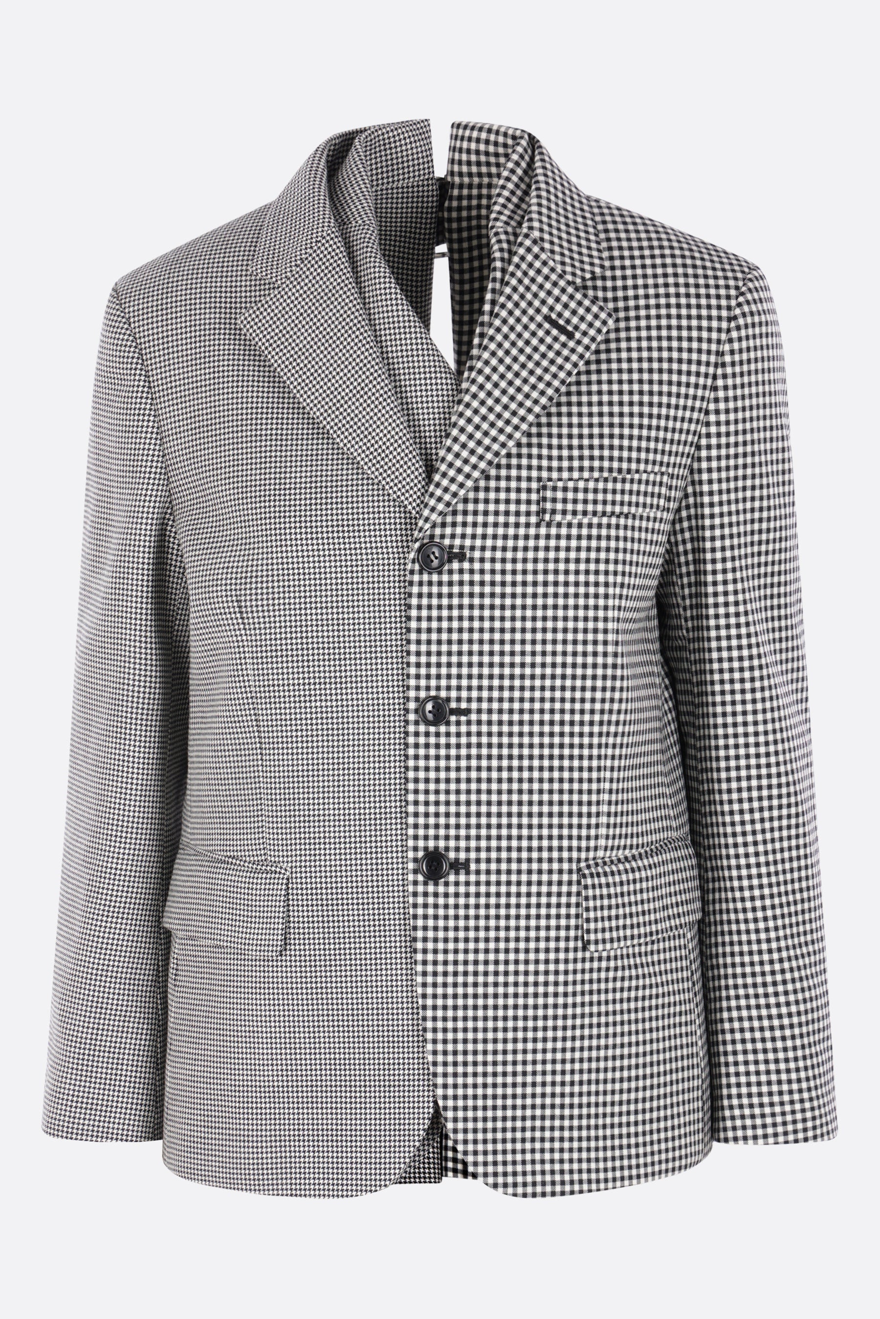 deconstructed jacket in check wool