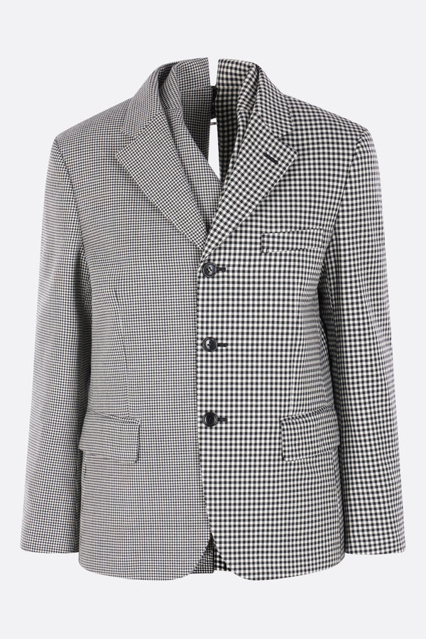 deconstructed jacket in check wool
