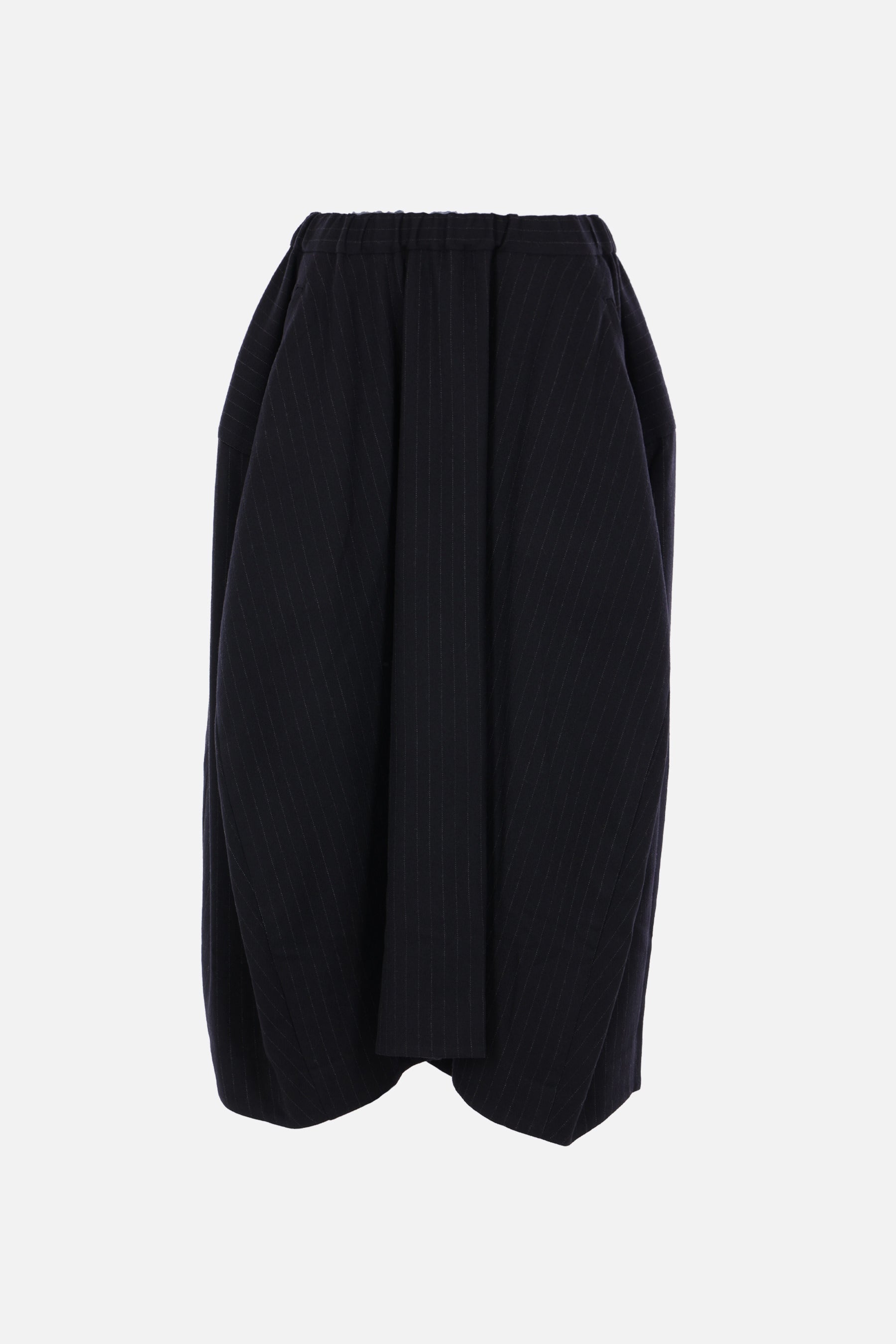 wide skirt in pinstriped wool