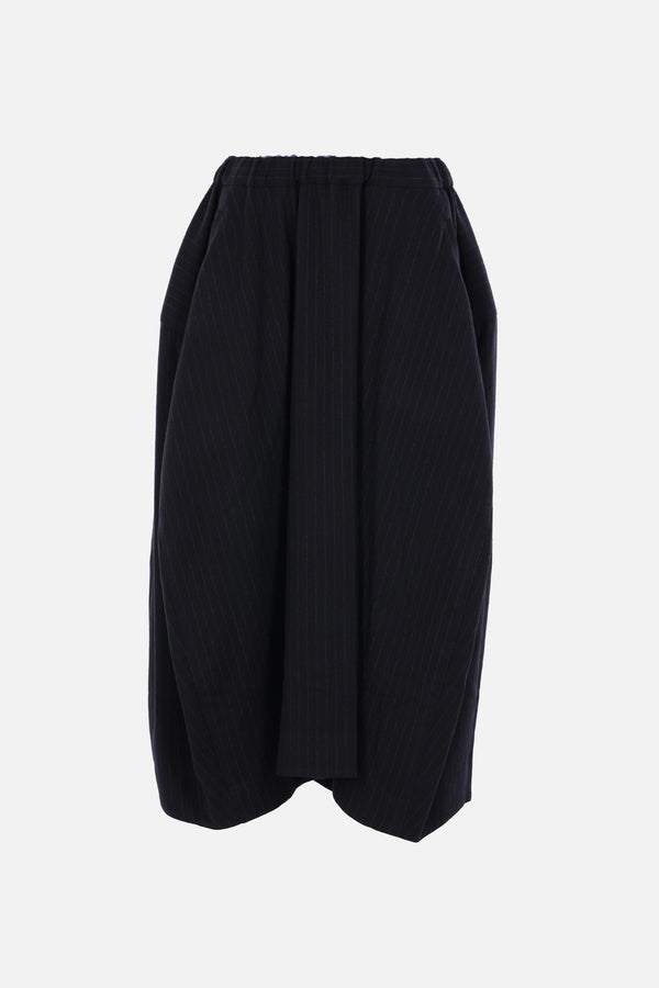 wide skirt in pinstriped wool