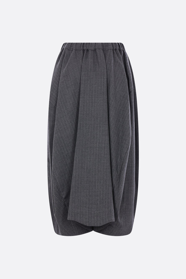wide skirt in pinstriped wool
