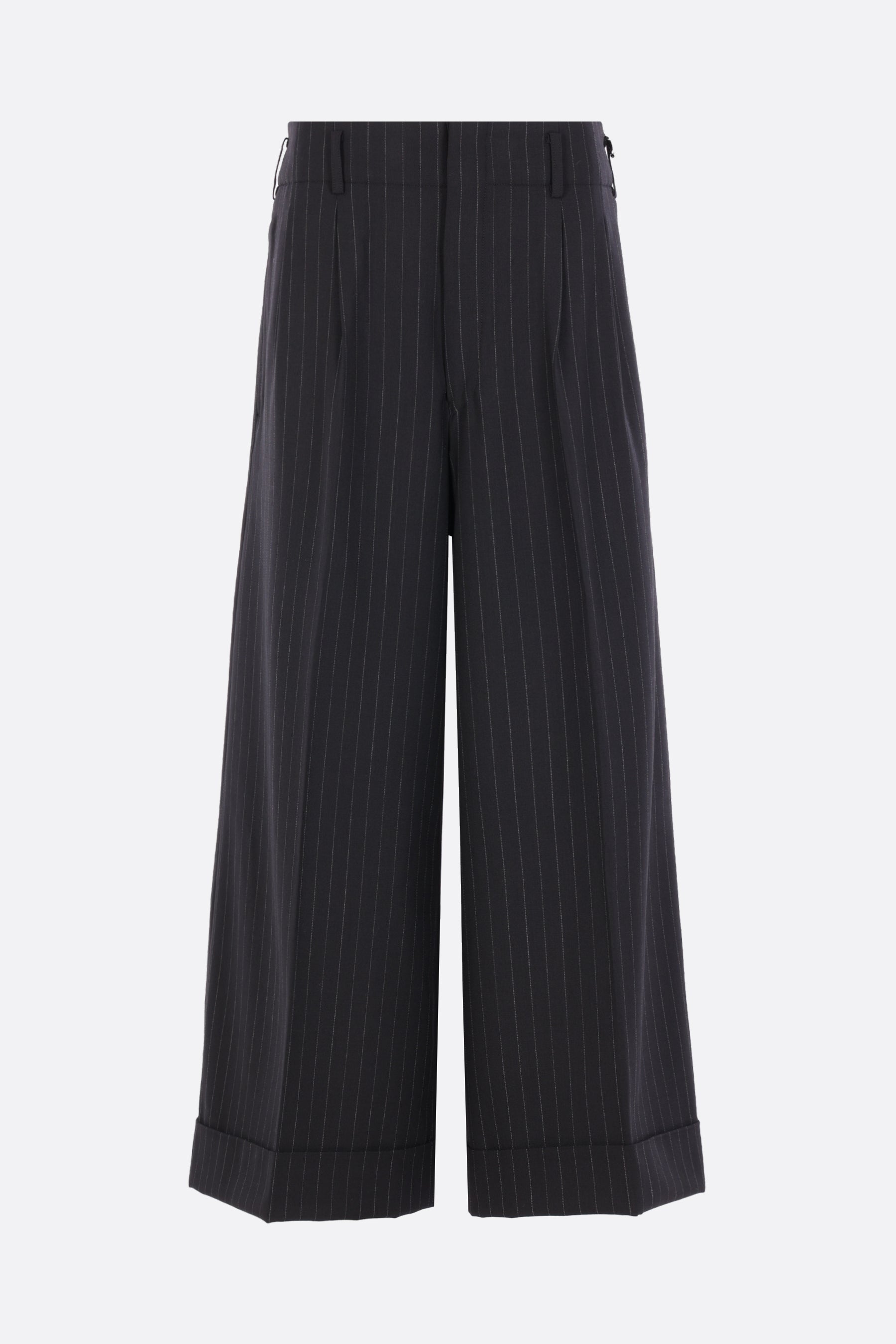 culotte trousers in pinstriped wool blend